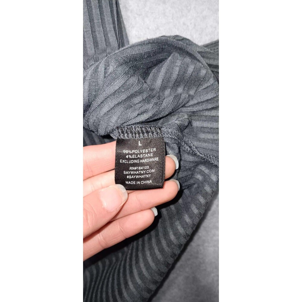 Say What? Bodycon Sleeveless Ribbed Cami Mini Dress Large Gray Coquette Feminine - Picture 8 of 10